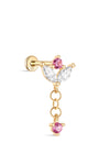 kosiner jewelry 14k Solid Gold Marquise Tassel Piercing Flatback Stud