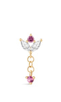 kosiner jewelry 14k Solid Gold Marquise Tassel Piercing Flatback Stud