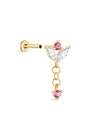 kosiner jewelry 14k Solid Gold Marquise Tassel Piercing Flatback Stud