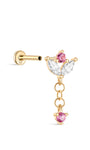 kosiner jewelry 14k Solid Gold Marquise Tassel Piercing Flatback Stud