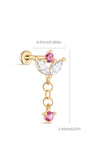 kosiner jewelry 14k Solid Gold Marquise Tassel Piercing Flatback Stud