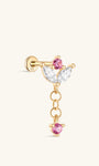 kosiner jewelry 14k Solid Gold Marquise Tassel Piercing Flatback Stud