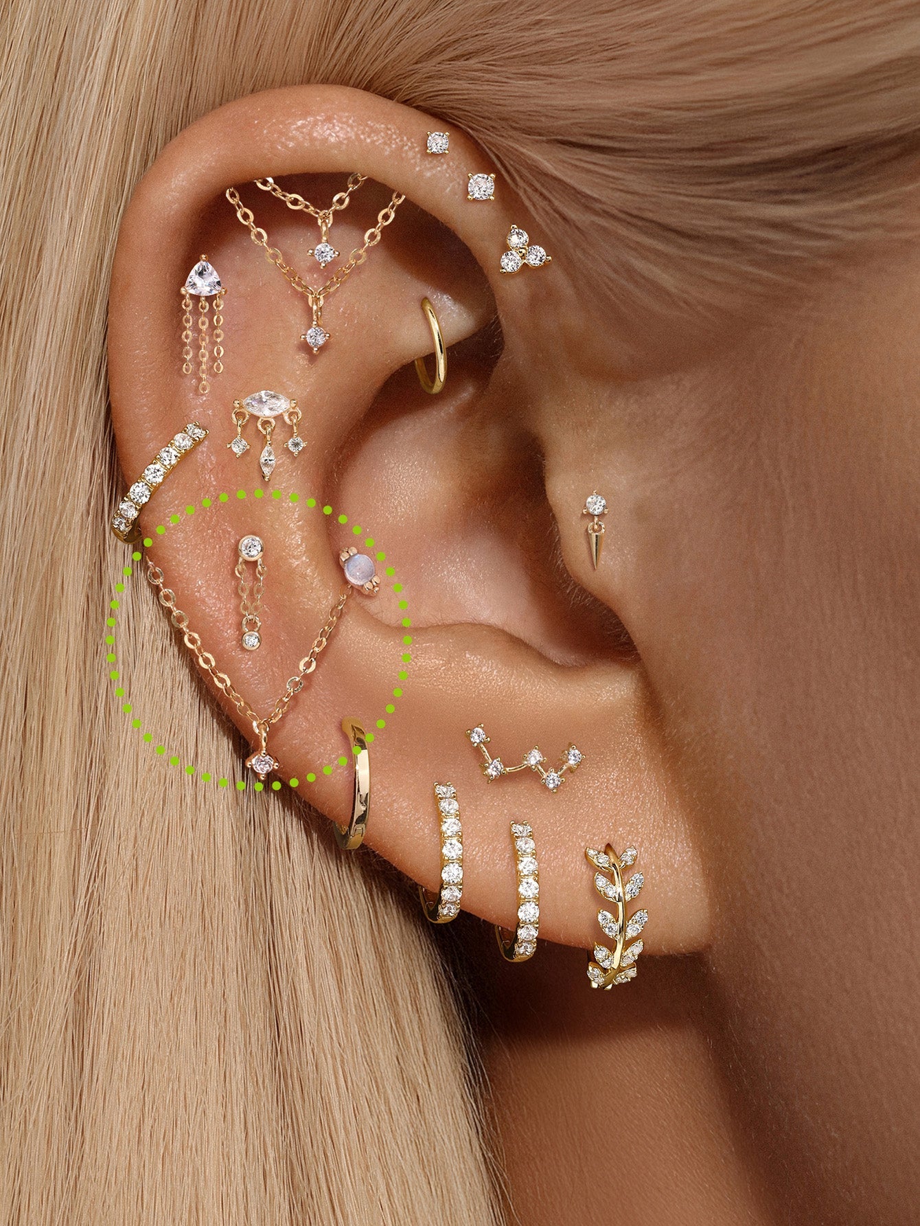 kosiner jewelry 14k Solid Gold Single Chain Sparkle Dangle Charm