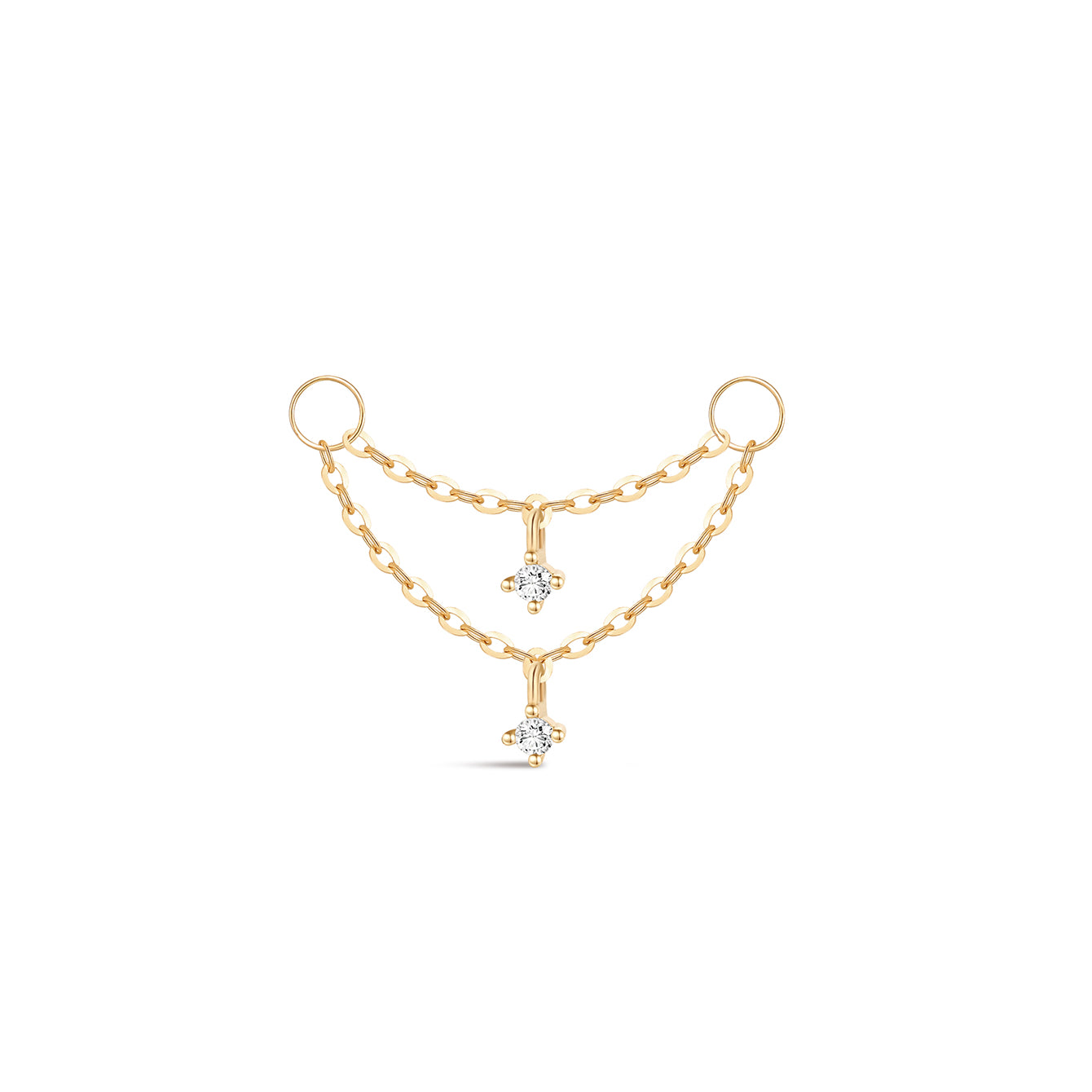 kosiner jewelry 14k Solid Gold Double - layer Tassel Chain