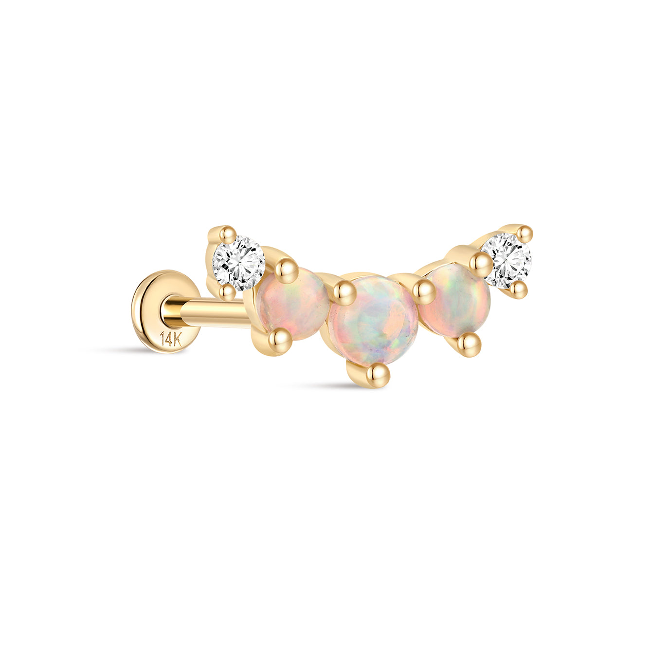 Kosiner 14K Solid Gold Prong - Set Classic Opal Stud Earrings