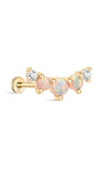 Kosiner 14K Solid Gold Prong - Set Classic Opal Stud Earrings
