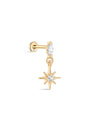 kosiner jewelry 14K Solid Gold Marquise North Star Flatback Stud