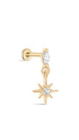 kosiner jewelry 14K Solid Gold Marquise North Star Flatback Stud