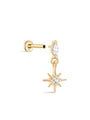 kosiner jewelry 14K Solid Gold Marquise North Star Flatback Stud