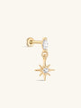 kosiner jewelry 14K Solid Gold Marquise North Star Flatback Stud