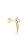kosiner bijoux Solitaire en or massif 14 carats avec rivets scintillants à dos plat