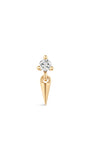 kosiner bijoux Solitaire en or massif 14 carats avec rivets scintillants à dos plat