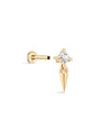 kosiner jewelry 14K Solid Gold Solitaire Sparkle Rivet Flatback Stud