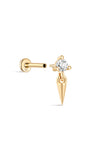 kosiner bijoux Solitaire en or massif 14 carats avec rivets scintillants à dos plat