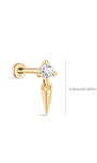 kosiner bijoux Solitaire en or massif 14 carats avec rivets scintillants à dos plat