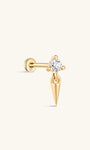 kosiner bijoux Solitaire en or massif 14 carats avec rivets scintillants à dos plat