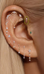 kosiner bijoux Solitaire en or massif 14 carats avec rivets scintillants à dos plat