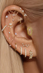 kosiner bijoux Solitaire en or massif 14 carats avec rivets scintillants à dos plat