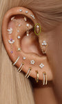 kosiner bijoux Solitaire en or massif 14 carats avec rivets scintillants à dos plat