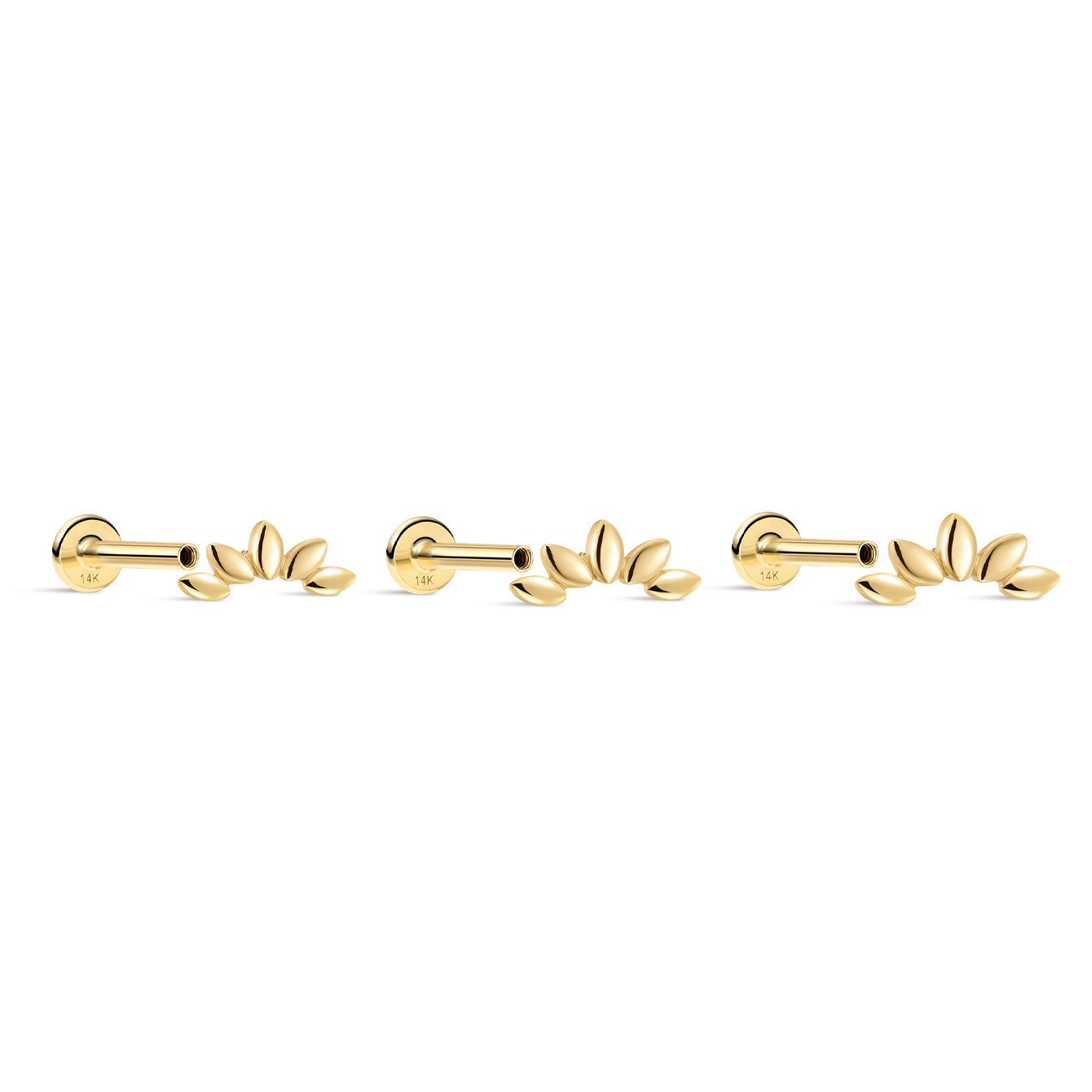 Ohrpiercing-Ohrstecker mit Krone und Marquise-Motiv aus 14-karätigem Gold