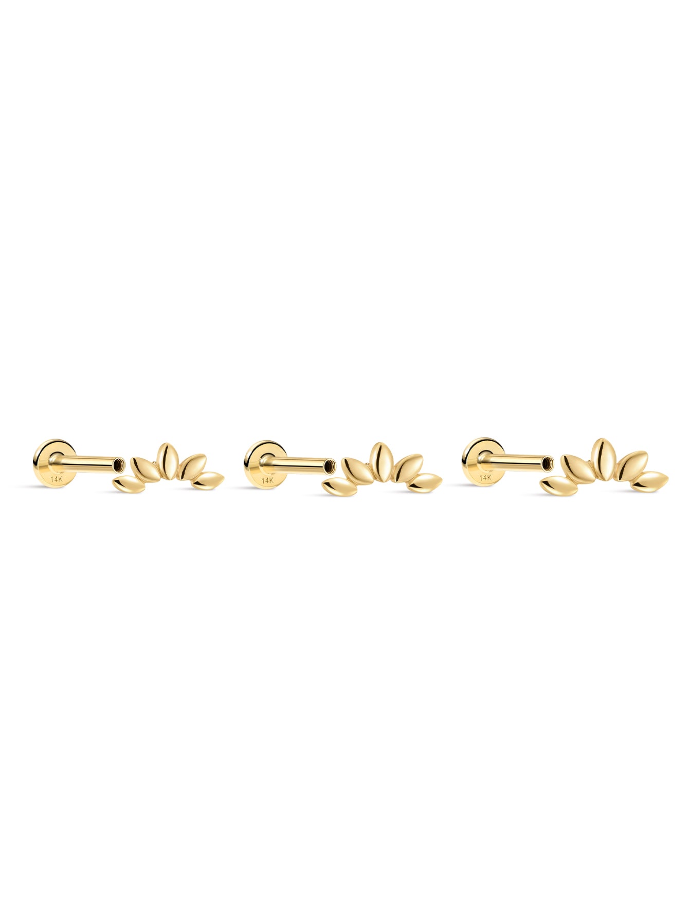 Ohrpiercing-Ohrstecker mit Krone und Marquise-Motiv aus 14-karätigem Gold