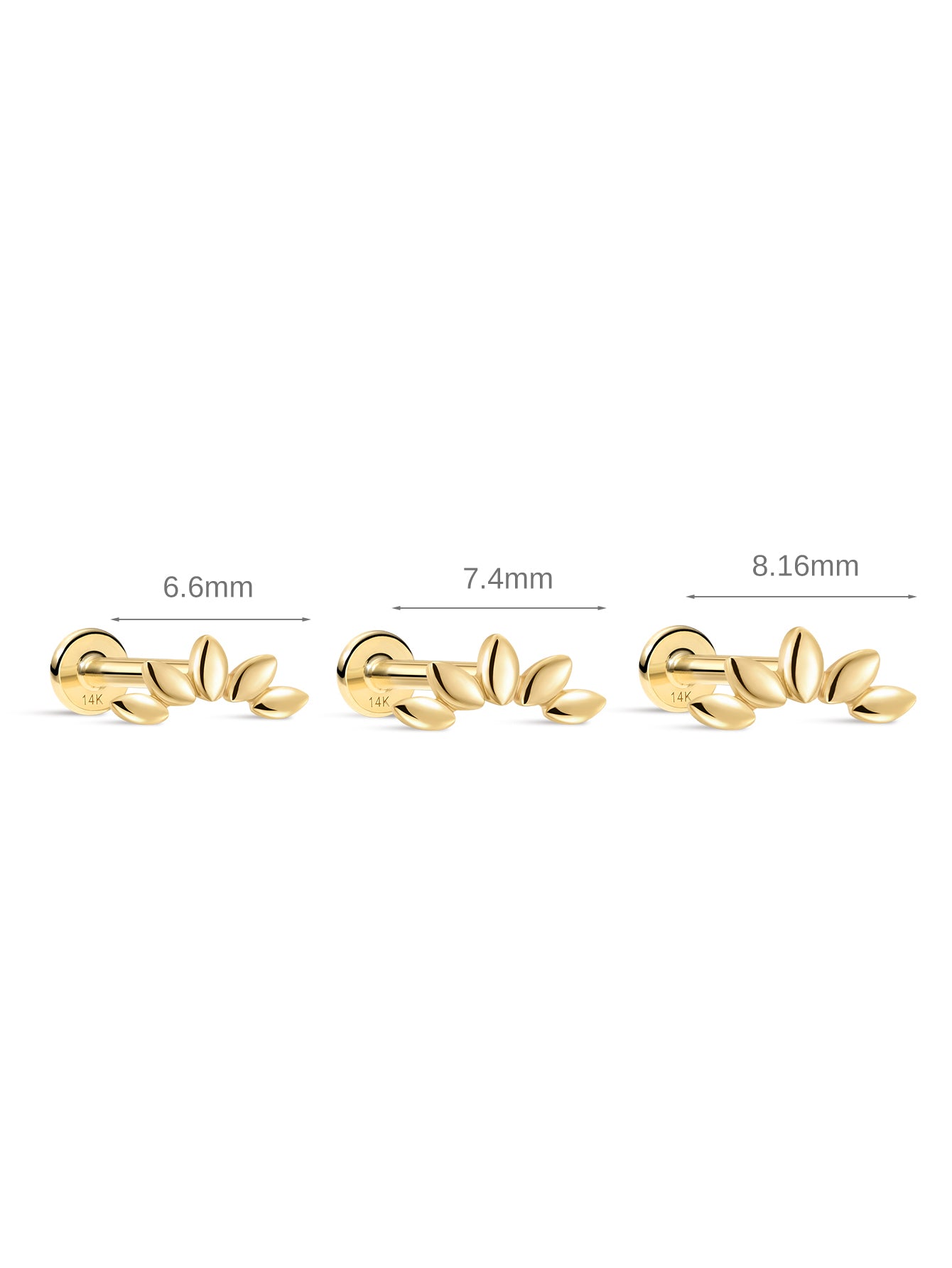 Ohrpiercing-Ohrstecker mit Krone und Marquise-Motiv aus 14-karätigem Gold
