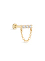 kosiner jewelry 14K Solid Gold Single Row CZ Tassel Flatback Stud