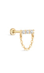 Kosiner bijoux clou à dos plat en or massif 14 carats avec pompon CZ à une rangée