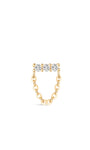 Kosiner bijoux clou à dos plat en or massif 14 carats avec pompon CZ à une rangée