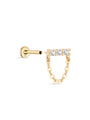kosiner jewelry 14K Solid Gold Single Row CZ Tassel Flatback Stud
