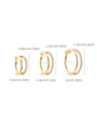 kosiner jewelry 14K Solid Gold Double - layer Single Row Pave Hoop Earring