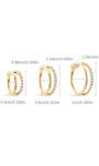 kosiner jewelry 14K Solid Gold Double - layer Single Row Pave Hoop Earring