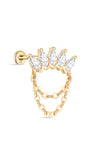 Gioielli kosiner Borchia piatta con nappa in oro massiccio 14 carati con corona marquise