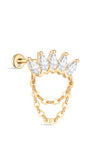 kosiner jewelry 14K Solid Gold Marquise Crown Tassel Flatback Stud