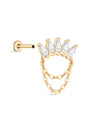 kosiner jewelry 14K Solid Gold Marquise Crown Tassel Flatback Stud