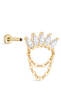 Gioielli kosiner Borchia piatta con nappa in oro massiccio 14 carati con corona marquise