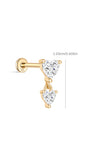Kosiner Jewelry Clou d'oreille double cœur en or massif 14 carats