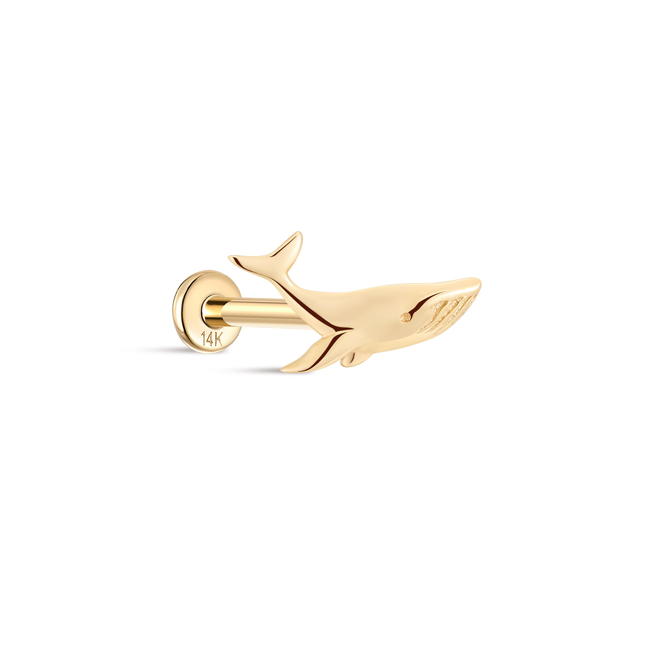 14K Solid Gold Whale Flatback - Kosinerjewelry-3