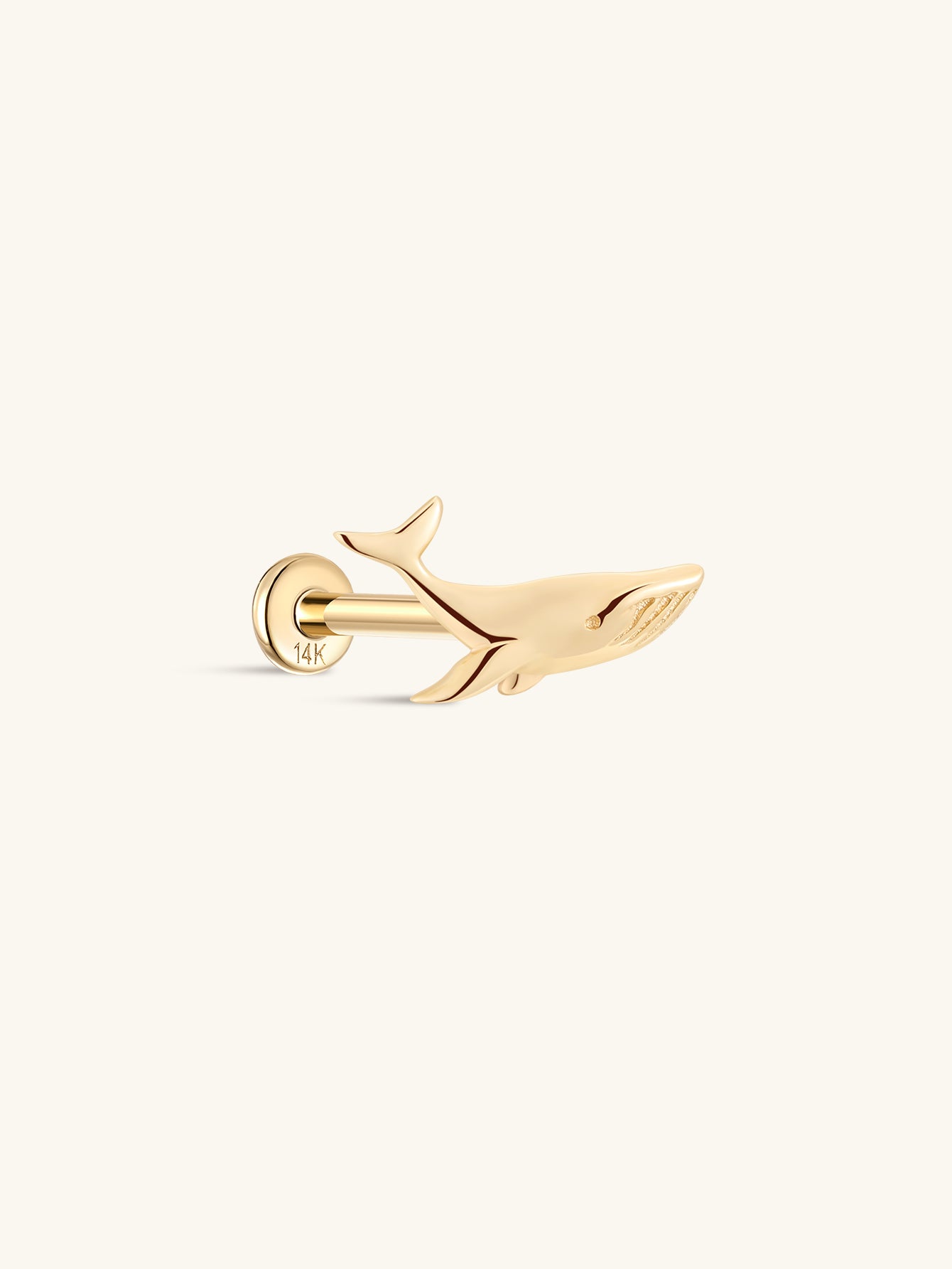 14K Solid Gold Whale Flatback - Kosinerjewelry-1