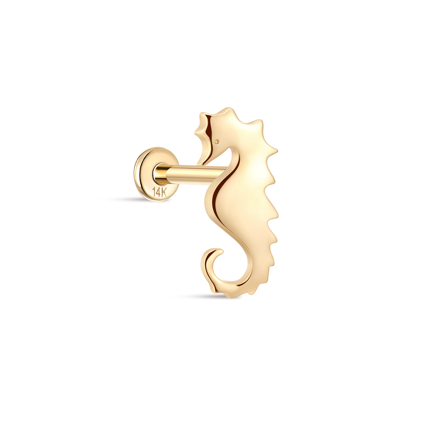 14K Solid Gold Seahorse Flatback - Kosinerjewelry