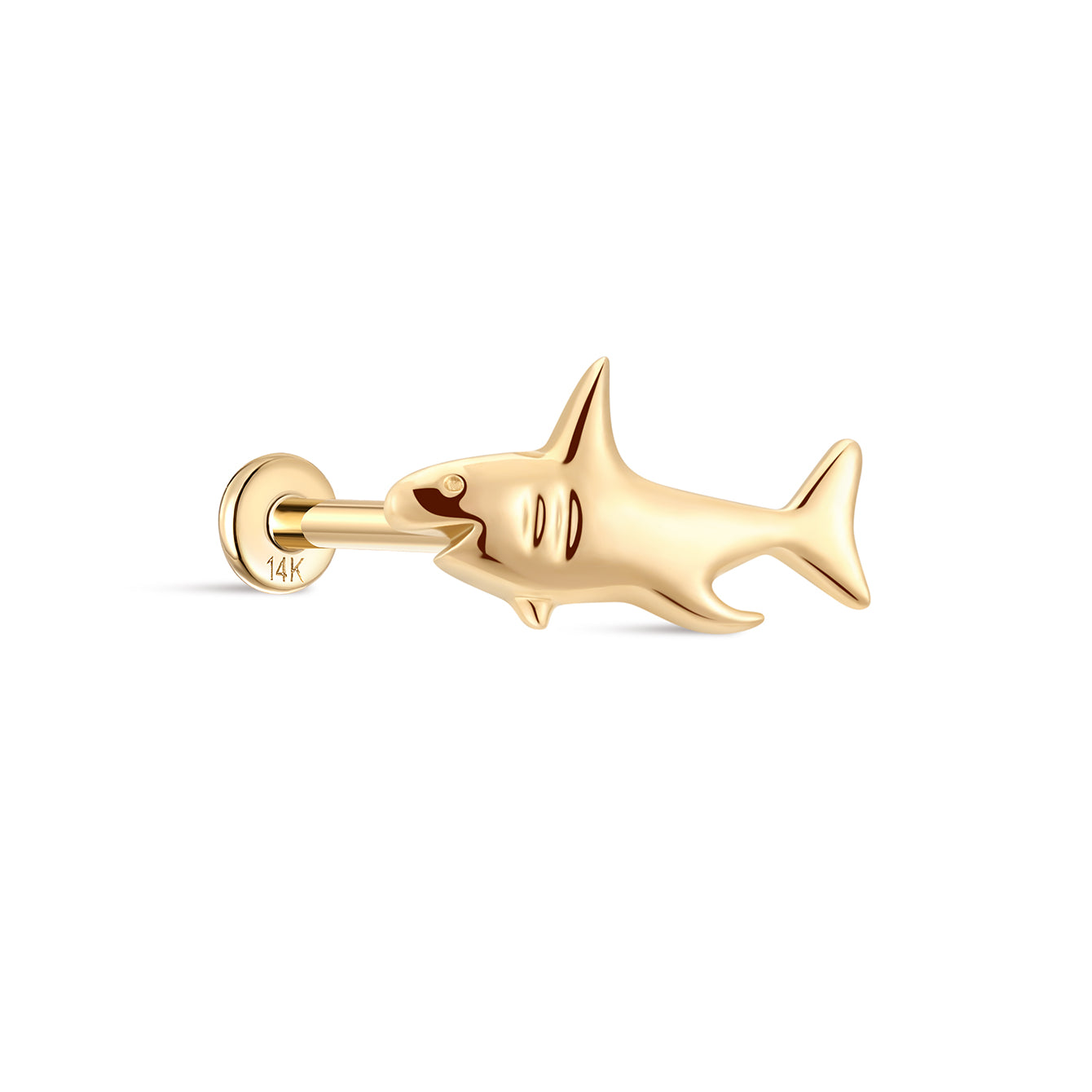 14K Solid Gold Shark Flatback - Kosinerjewelry-3