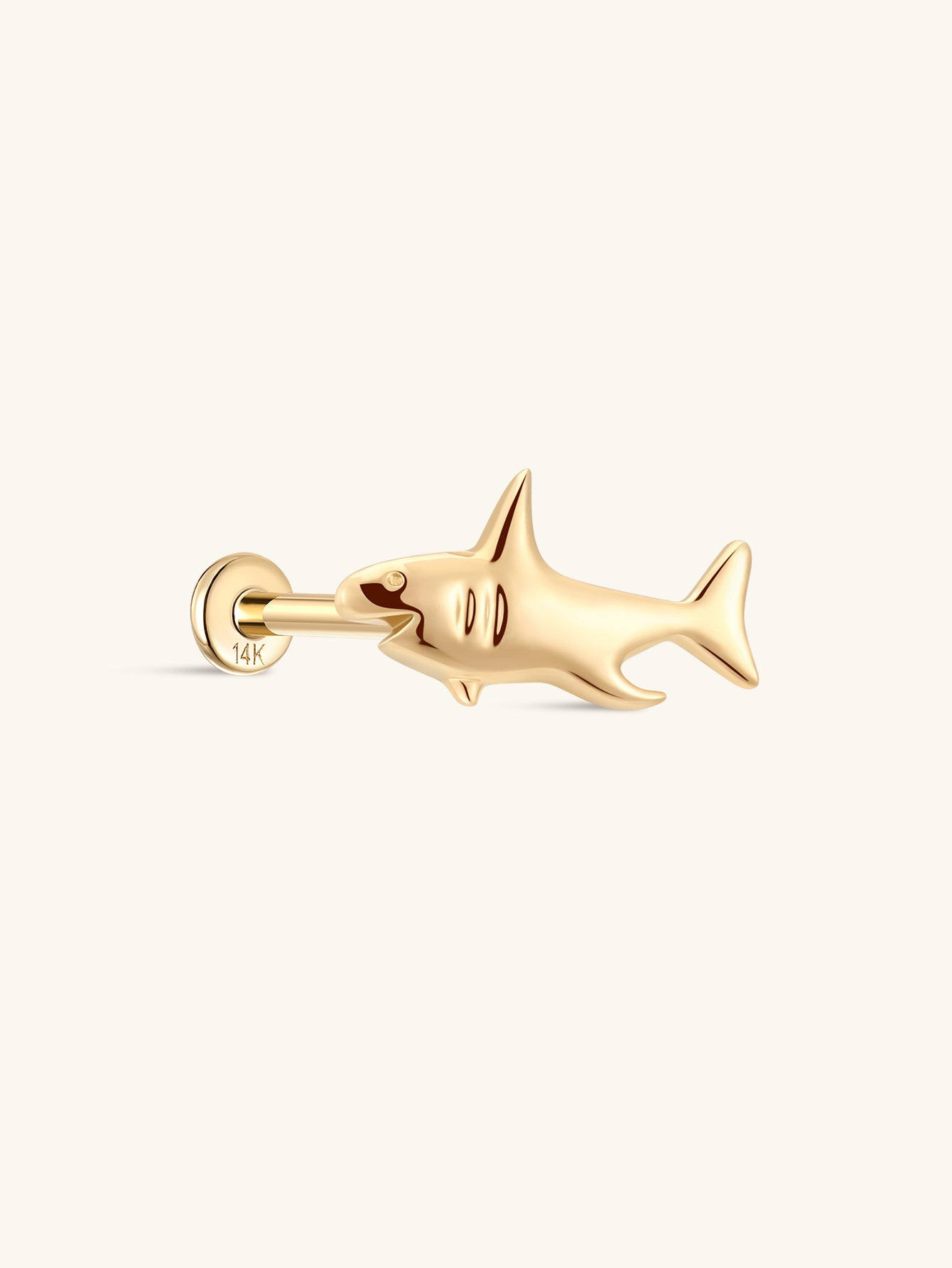 14K Solid Gold Shark Flatback - Kosinerjewelry-1