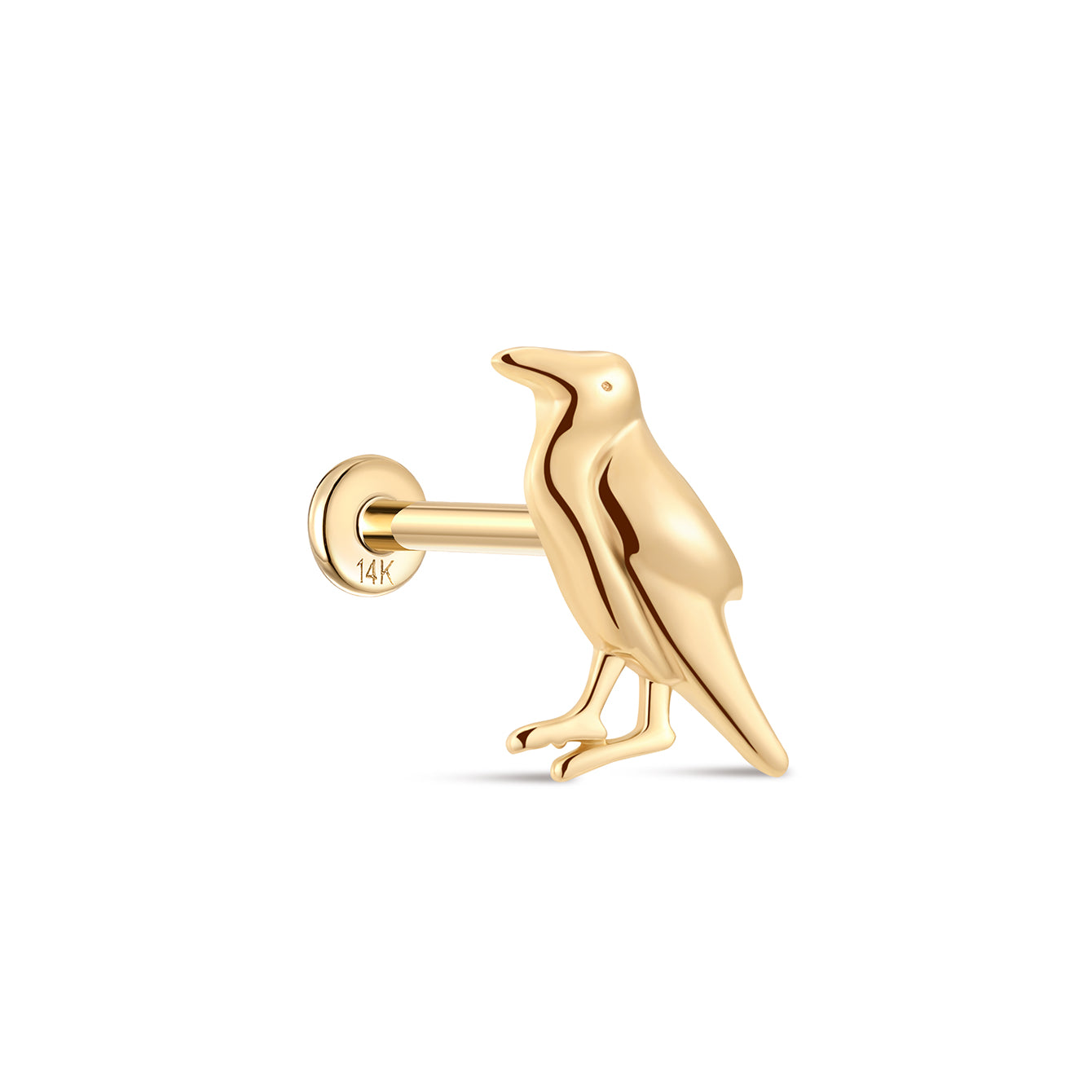 14K Solid Gold Bird Flatback - Kosinerjewelry-3