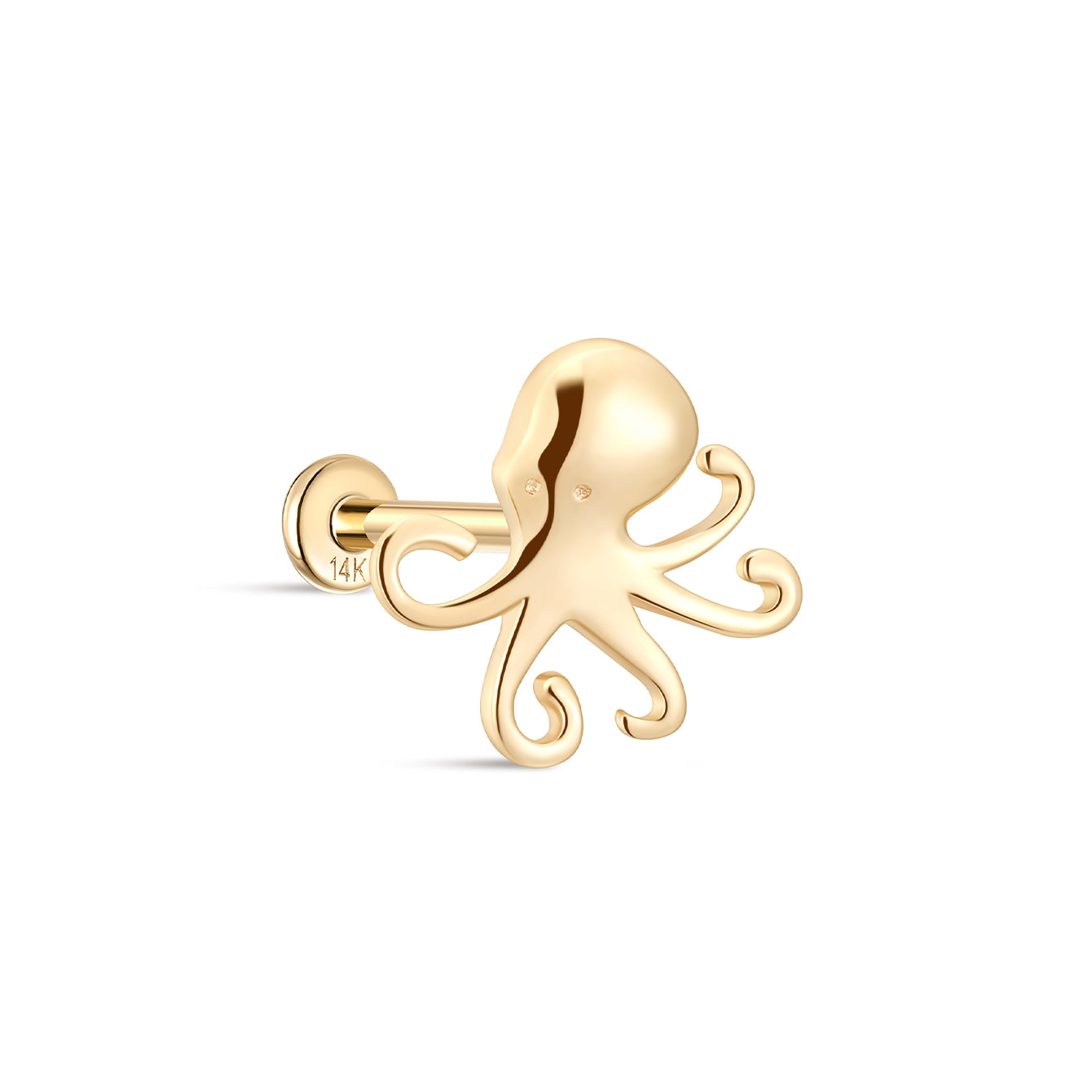 14K Solid Gold Octopus Flatback - Kosinerjewelry-4