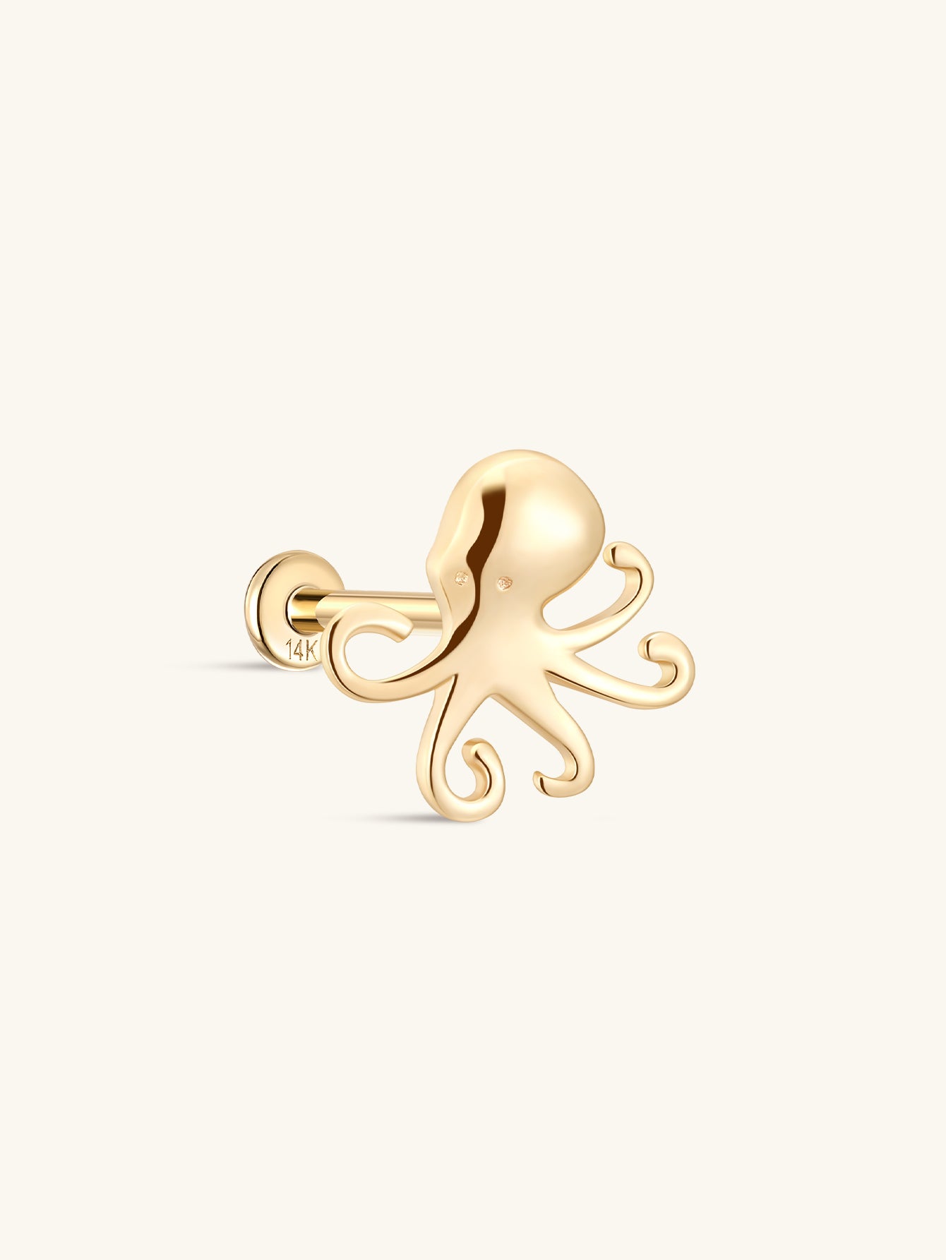 14K Solid Gold Octopus Flatback - Kosinerjewelry-1