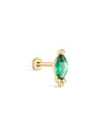 kosiner jewelry 14K Solid Gold Green Marquise Flatback Stud