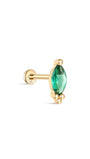 kosiner jewelry 14K Solid Gold Green Marquise Flatback Stud