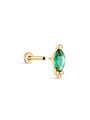 kosiner jewelry 14K Solid Gold Green Marquise Flatback Stud