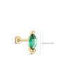 kosiner jewelry 14K Solid Gold Green Marquise Flatback Stud