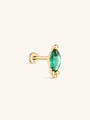 kosiner jewelry 14K Solid Gold Green Marquise Flatback Stud